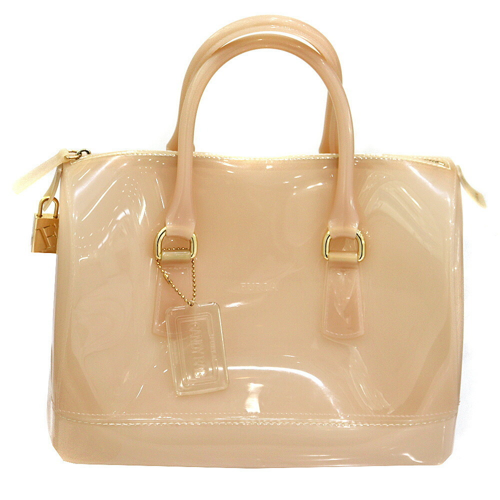 Furla Candy Vinyl Shoulder Bag Beige